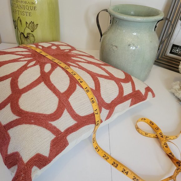 Accent Pillow, Nordstrom, Wool Embroidery Detail One Side, Rust Beige18"x18" - Picture 7 of 7